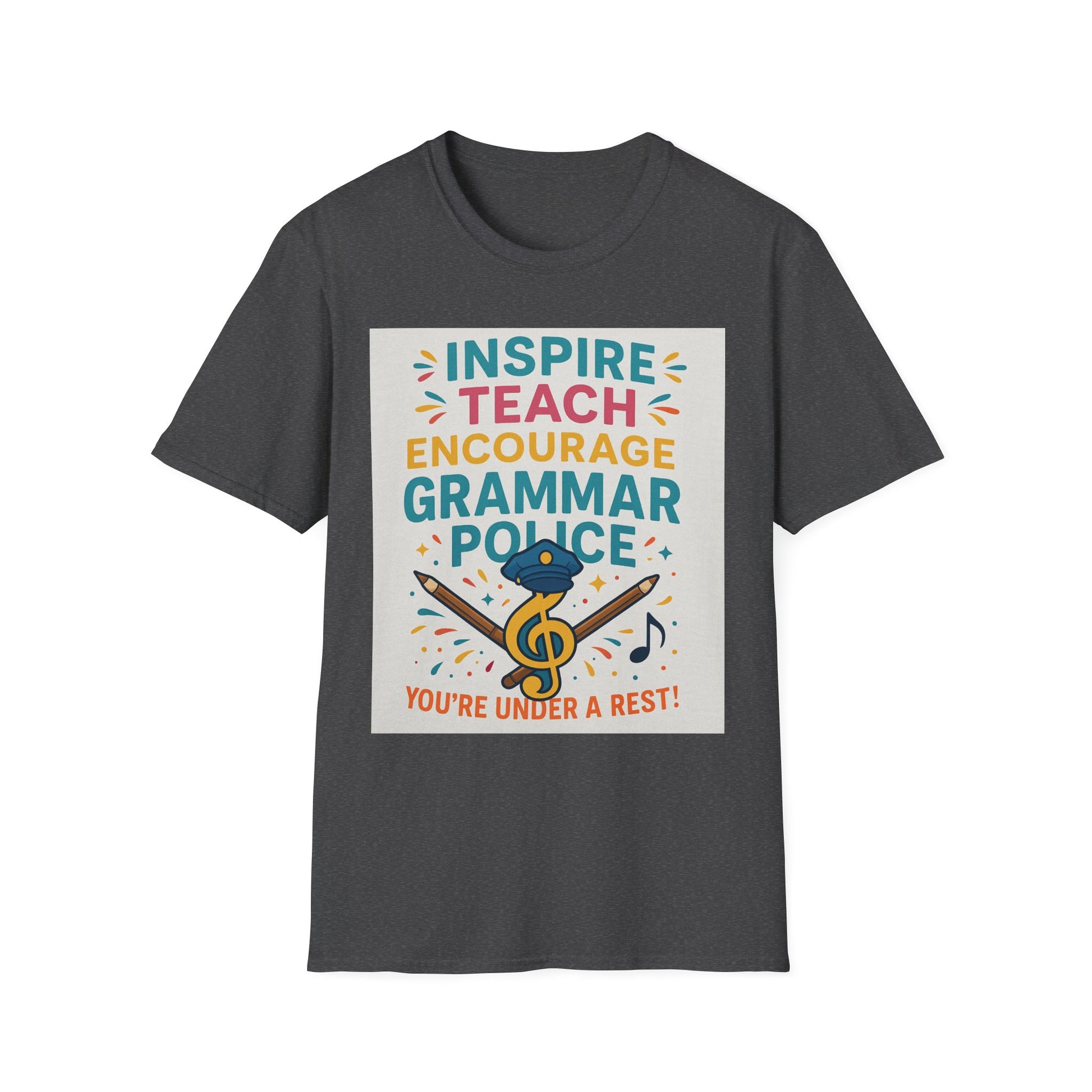 Grammar Police Teacher T-Shirt, Funny Teach Inspire Gift, Musical Education Shirt, Teacher Appreciation, Back to School Outfit