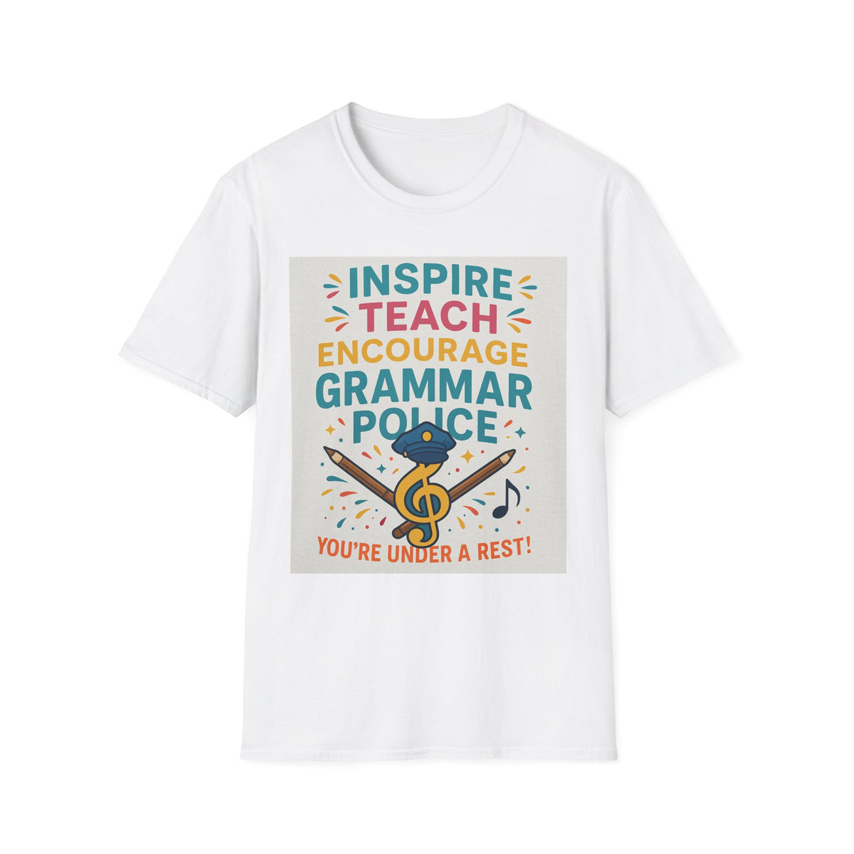 Grammar Police Teacher T-Shirt, Funny Teach Inspire Gift, Musical Education Shirt, Teacher Appreciation, Back to School Outfit