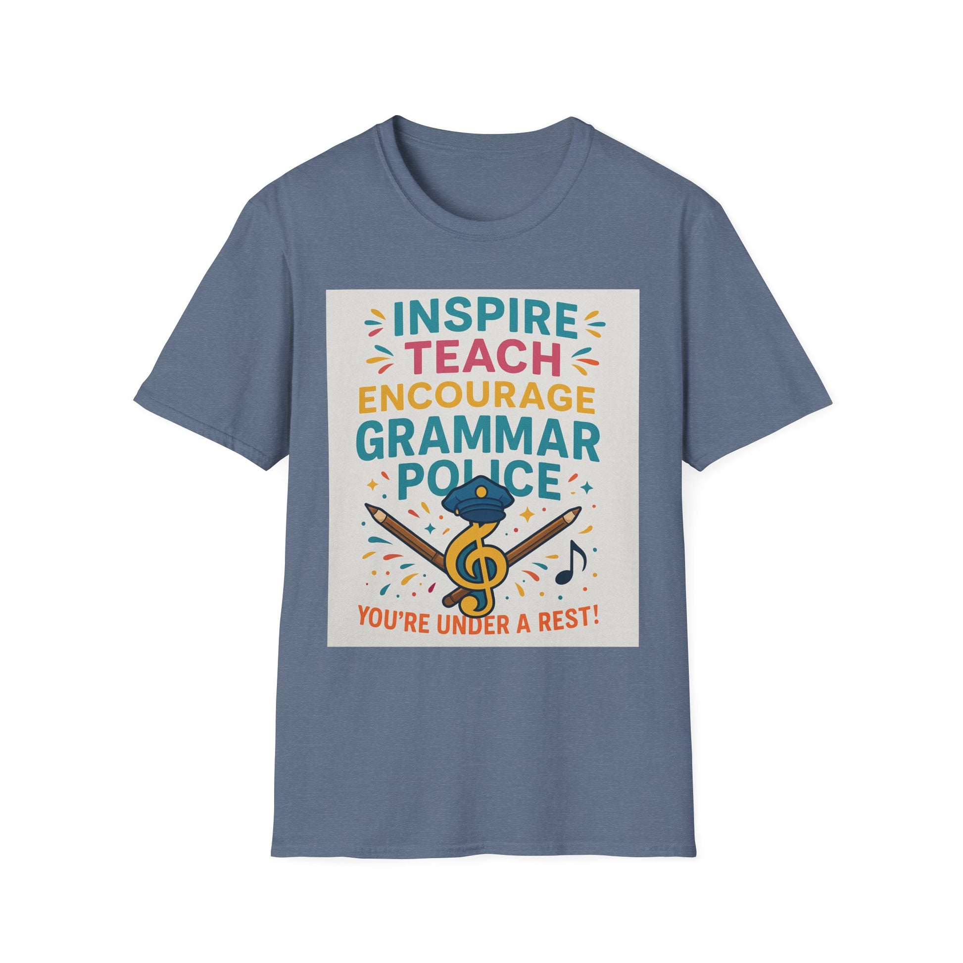 Grammar Police Teacher T-Shirt, Funny Teach Inspire Gift, Musical Education Shirt, Teacher Appreciation, Back to School Outfit