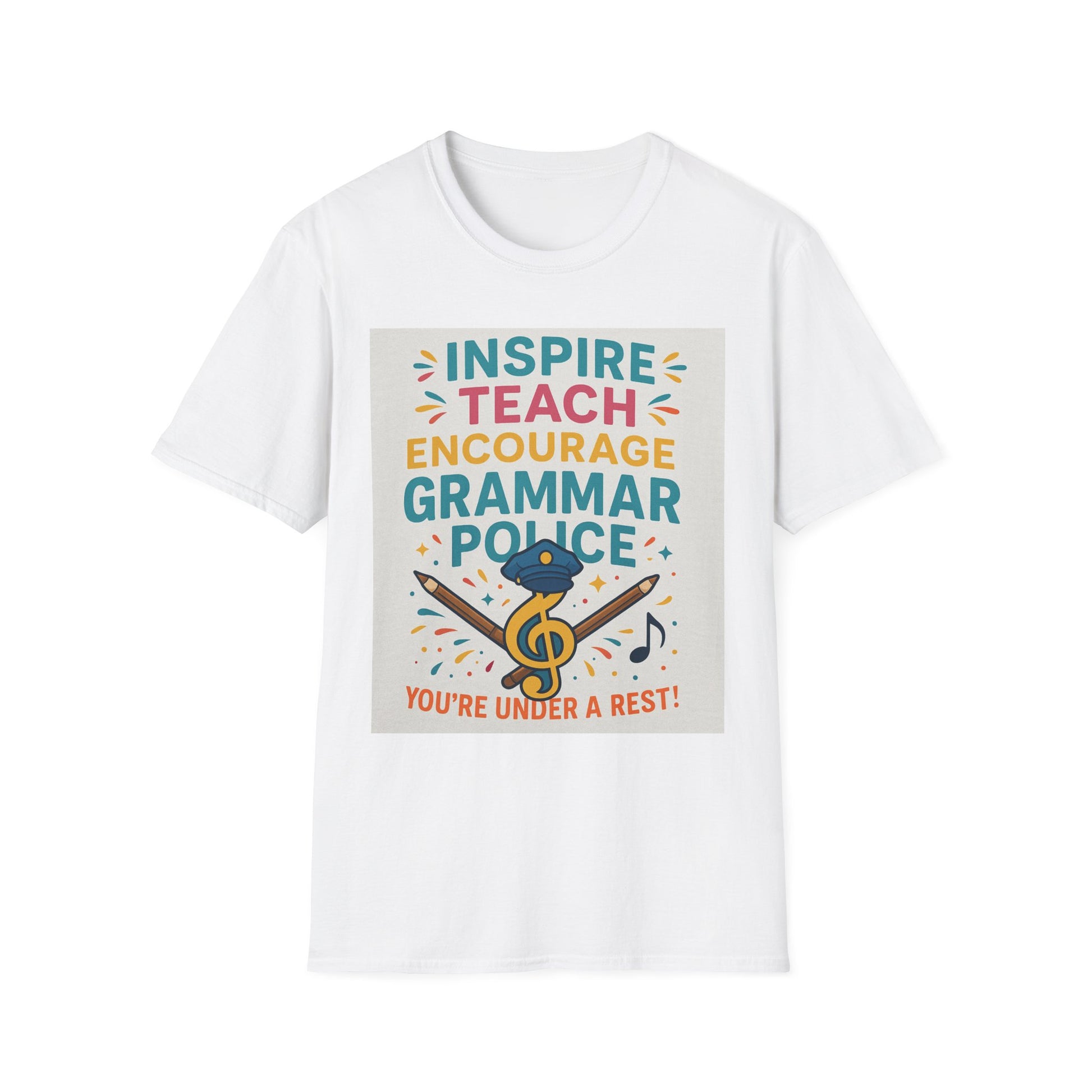 Grammar Police Teacher T-Shirt, Funny Teach Inspire Gift, Musical Education Shirt, Teacher Appreciation, Back to School Outfit