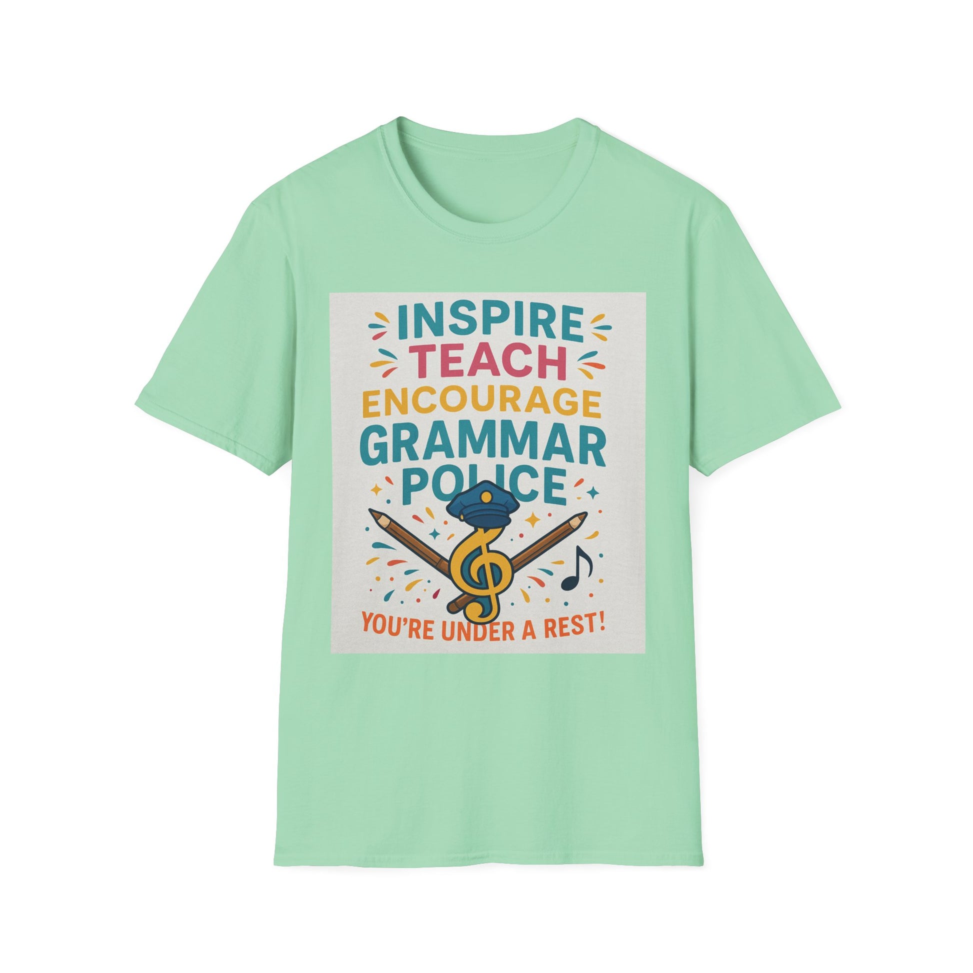 Grammar Police Teacher T-Shirt, Funny Teach Inspire Gift, Musical Education Shirt, Teacher Appreciation, Back to School Outfit