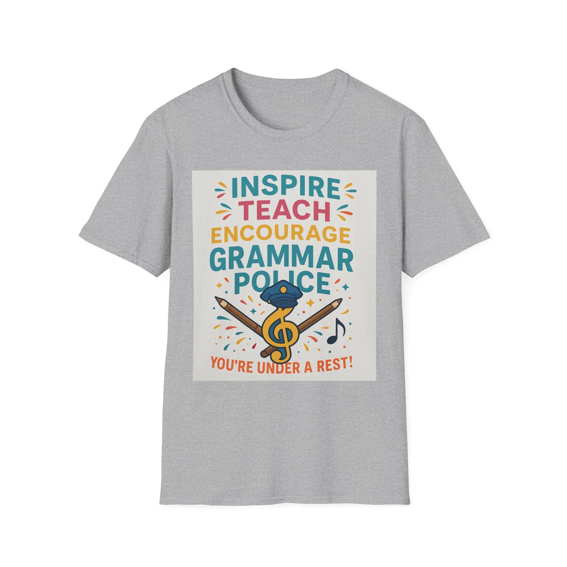 Grammar Police Teacher T-Shirt, Funny Teach Inspire Gift, Musical Education Shirt, Teacher Appreciation, Back to School Outfit